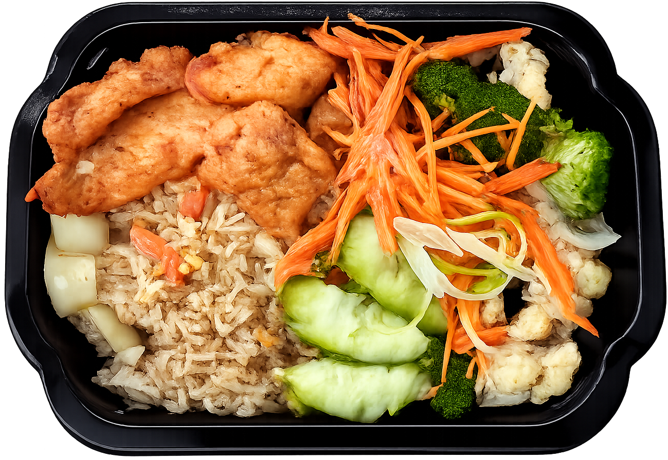 Thai stekt ris med kylling og grønnsaker