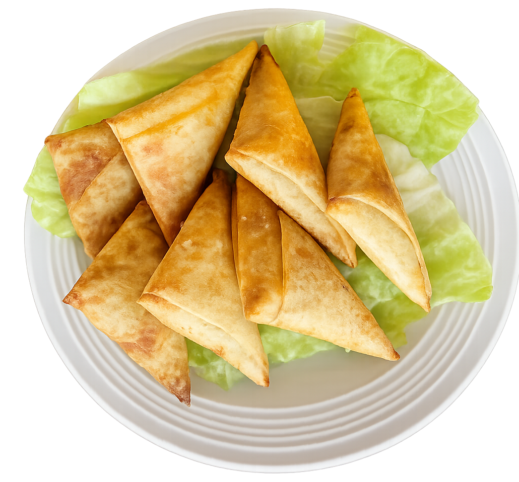 Foldet samosa med kylling, potet og selleri